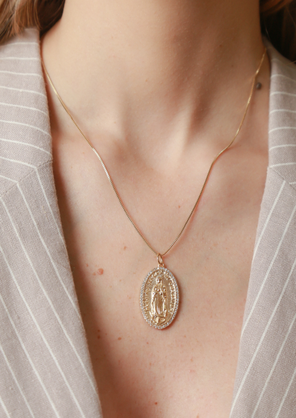 Colar Medalha Nossa Senhora de Guadalupe em banho de Ouro 18K - Imagem 2