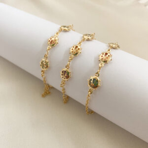 Pulseira Joaninha Infantil em banho de Ouro 18K