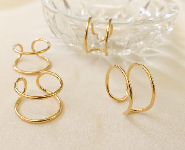 Anel Fio duplo Regulagem em banho de Ouro 18K