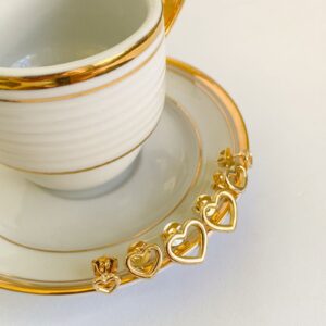 Trio de coração liso em banho de Ouro 18K