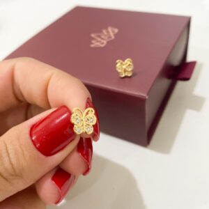 Brinco Infantil Borboleta em banho de Ouro 18K