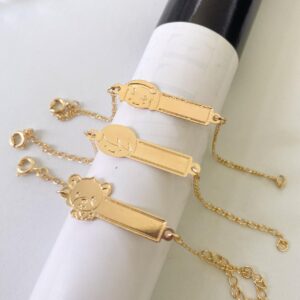 Pulseira Infantil Personalizada em banho de Ouro 18K