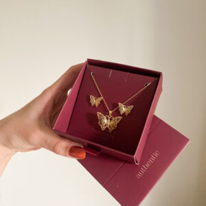 Conjunto Borboleta em banho de Ouro 18K