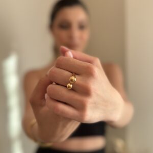 Anel Bola em banho de Ouro 18K