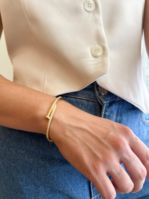 Bracelete Prego Cravejado em banho de Ouro 18K - Imagem 2