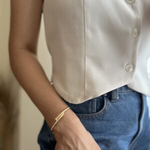 Bracelete Prego Cravejado em banho de Ouro 18K