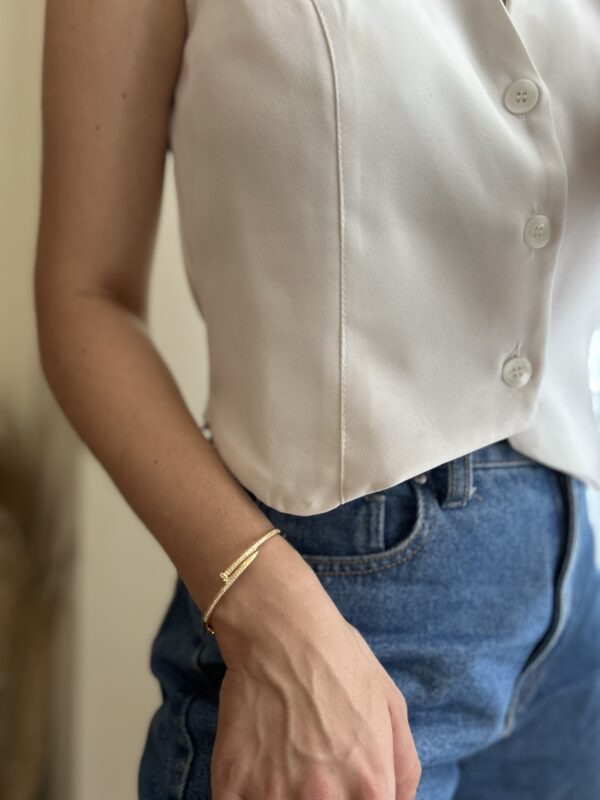 Bracelete Prego Cravejado em banho de Ouro 18K