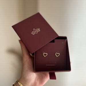 Brinco Coração Vazado em banho de Ouro 18K