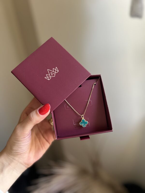 Colar Trevo Verde em banho de Ouro 18K