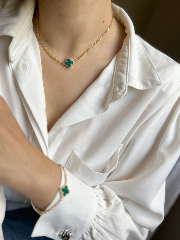 Chocker Trevo Verde em banho de Ouro 18K