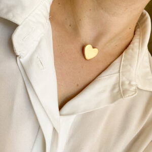 Colar Fio de nylon com Coração em banho de Ouro 18K