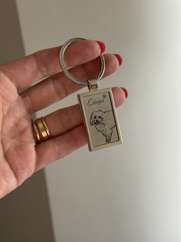 Chaveiro Quadrado personalizado desenho em aço inoxidável - Imagem 2