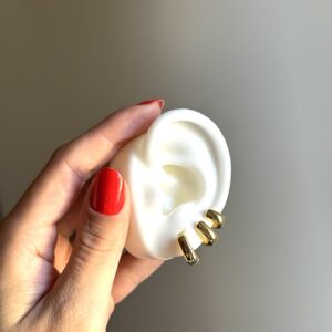 Trio de Argolas Quadrada em banho de Ouro 18K