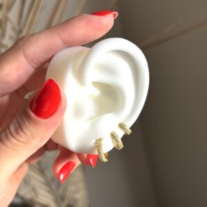 Trio de Argolas Cravejada em banho de Ouro 18K