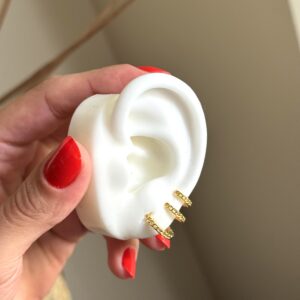 Trio de Argolas Cravejada em banho de Ouro 18K