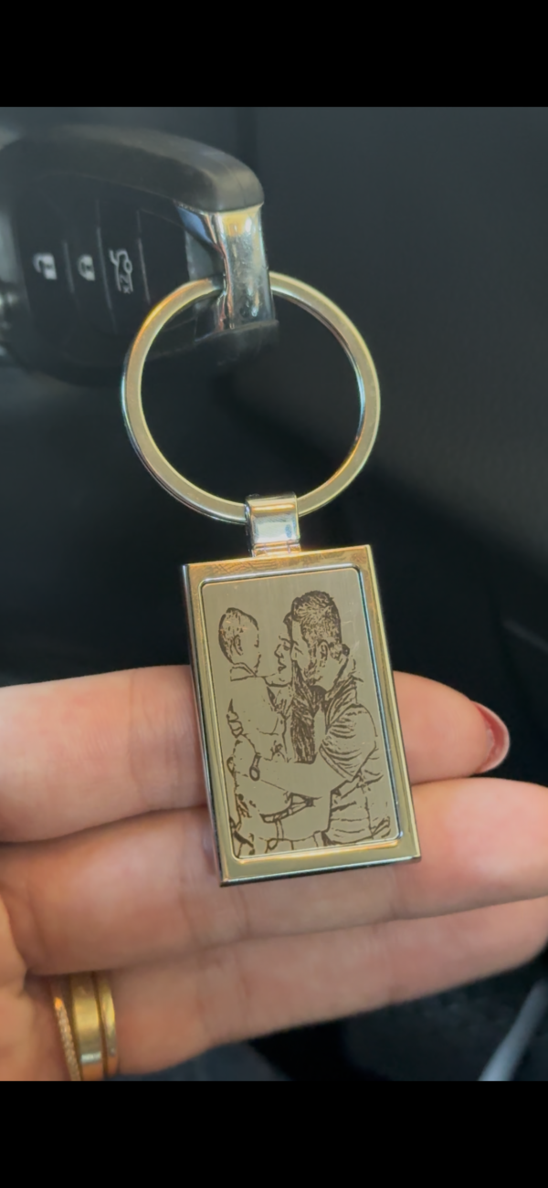 Chaveiro Quadrado personalizado desenho em aço inoxidável