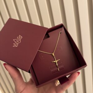 Corrente Masculina Cruz em banho de Ouro 18K