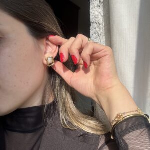 Brinco Quadrado Cravejado em banho de Ouro 18K