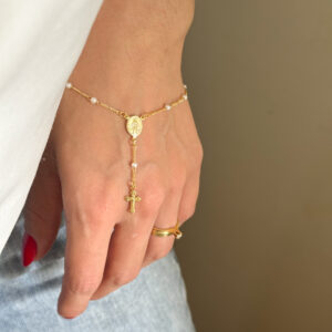 Pulseira Terço em banho de Ouro 18K