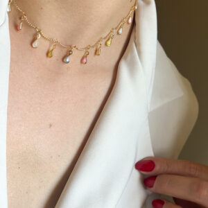 Chocker Colorida em banho de Ouro 18K