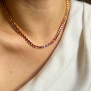 Colar Riviera Pink em banho de Ouro 18K