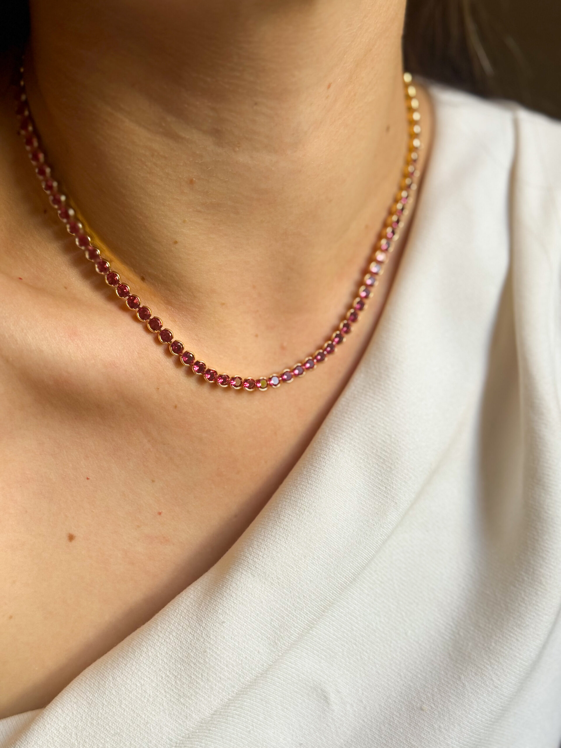 Colar Riviera Pink em banho de Ouro 18K