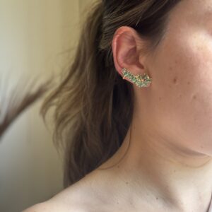 Brinco EarCuff Verde em banho de Ouro 18K