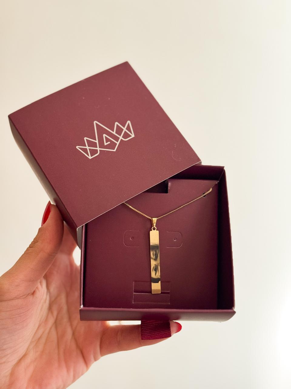 Colar Personalizado Medalha Palito em banho de Ouro 18K