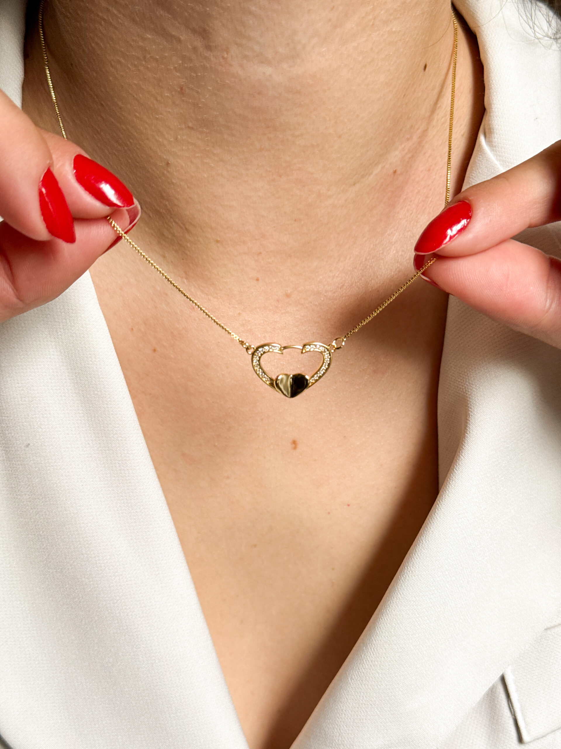 Colar Coração em banho de Ouro 18K