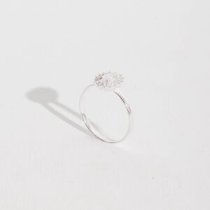 Anel Zircônia Oval Cravejado em Prata 925