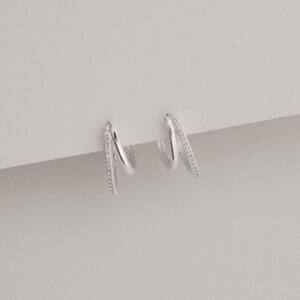 Brinco Duas Voltas com Cravejado em Prata 925