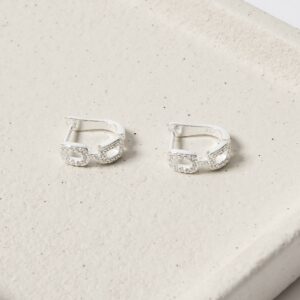 Argola Click Corrente Cravejada em Prata 925