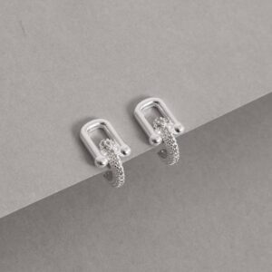 Brinco Cravejado com Elo em Prata 925