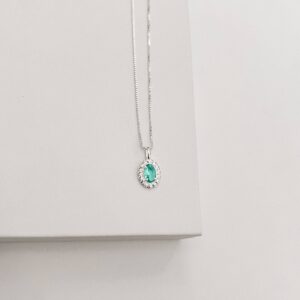 Colar Oval Acqua Cravejado em Prata 925