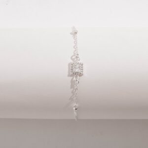 Pulseira Quadrada Cravejada com bolas em Prata 925