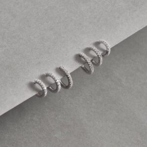 Trio de Argolas Cravejada em Prata 925