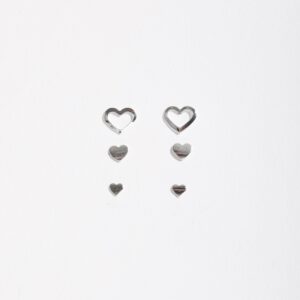 Trio de Corações Cheio e Vazio em Prata 925