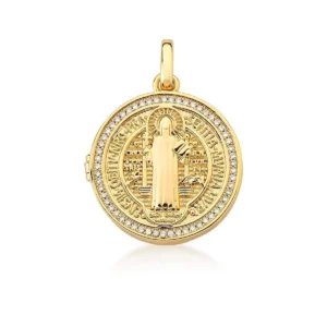 Relicário São Bento em banho de Ouro 18K