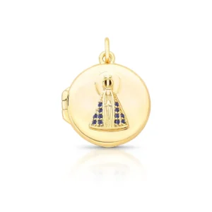 Relicário de Nossa Senhora em banho de Ouro 18K