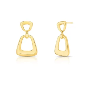 Brinco com elos Pendulo em banho de Ouro 18K