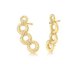 EarCuff redondo texturizado em banho de Ouro 18K