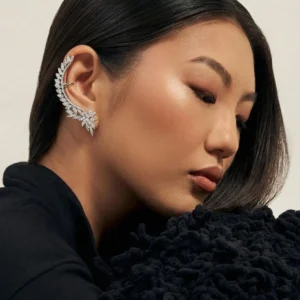 EarCuff Folhas em banho de ródio