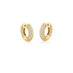 Argola Cravejada com Zircônias em banho de Ouro 18K
