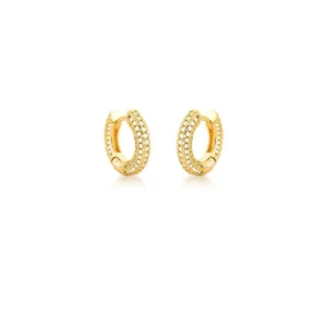 Argola Redonda Cravejada em banho de Ouro 18K