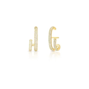 Brinco EarHook Curvo com Zircônias em banho de Ouro 18K
