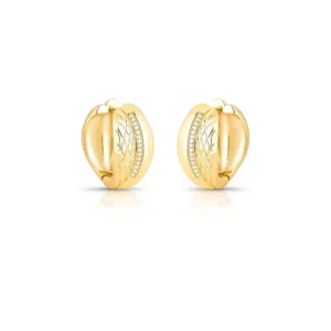 Argola Oval com Zircônias em banho de Ouro 18K