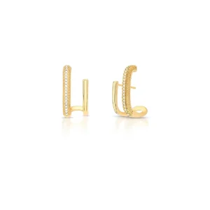 Brinco Earhook Duas Voltas com Zircônia em banho de Ouro 18K