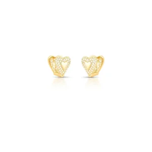 Argola de Coração com Zircônias em banho de Ouro 18K