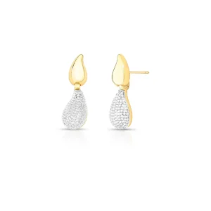 Brinco Intercalado de Gota em banho de Ouro 18K